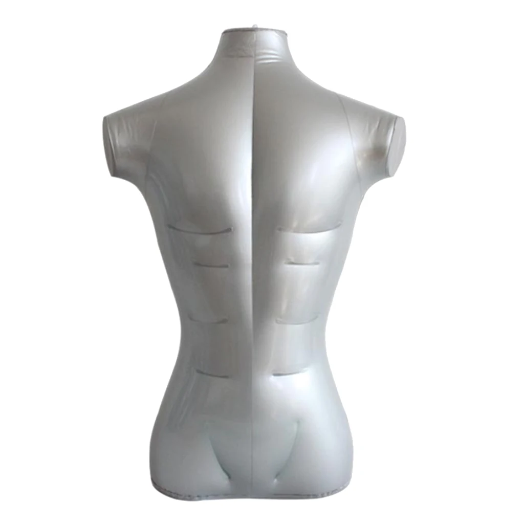 28.35'' Inflatable Male Mannequin Bust T-shirt Top Dummy Store Display Models Holder Silver