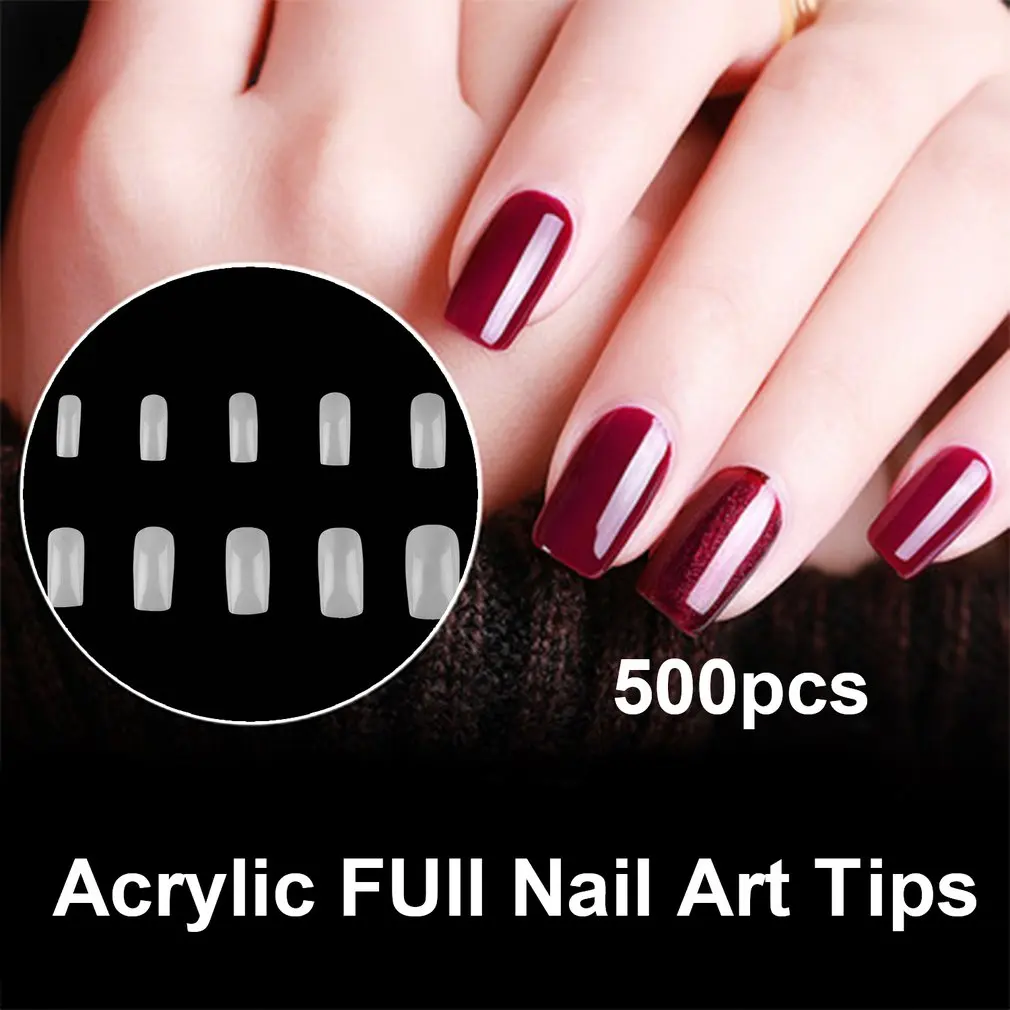 

500Pcs False Nail Art Tips French Acrylic Artificial Fake Stickers Practice Display Tools Manicure Nail Art Tool Natural Colour