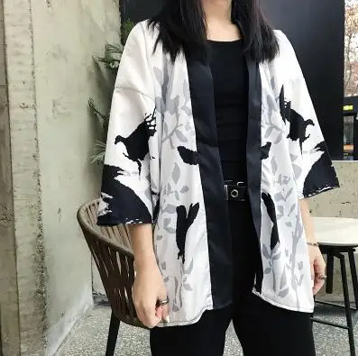 A Весна Осень кимоно плащ три четверти рукав кардиган кимоно юката женщина мужчина Свободный Тонкий Студенческая верхняя одежда - Цвет: A