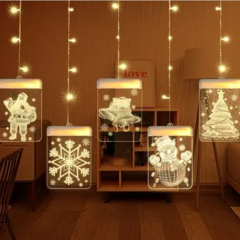 

Three-dimensional Christmas Decoration LED String Lights Hanging Ornament Lights Christmas Pattern Curtain Lights
