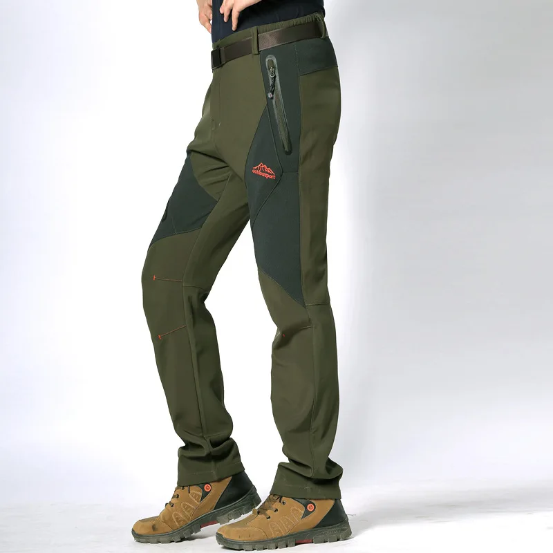 TWTOPSE зимние мужские и женские спортивные штаны для велоспорта флисовые водонепроницаемые MTB дорожные велосипедные штаны теплый термальный поход штаны для велоспорта - Цвет: Men Green Pants