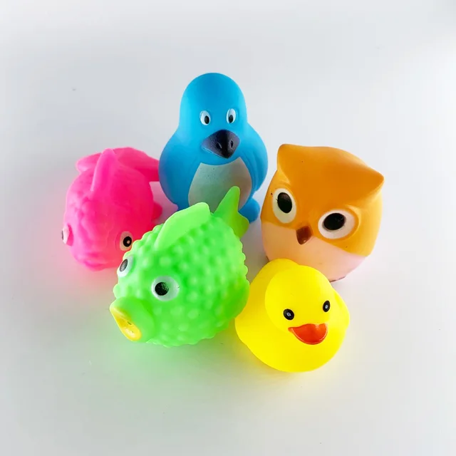 5Pcs/set Cute Baby Kids Rubber Ducks Animals Bath Toy Water Fun Game Playing Newborn Boys Girls Shower Toy 3