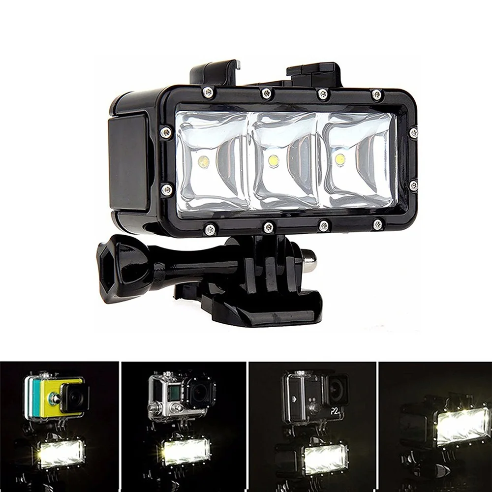 Подводный водонепроницаемый светодиодный светильник для GoPro Hero 7, 6, 5, черный, Xiaomi Yi, Sjcam, Eken, видео, вспышка, светильник ing, 0 м