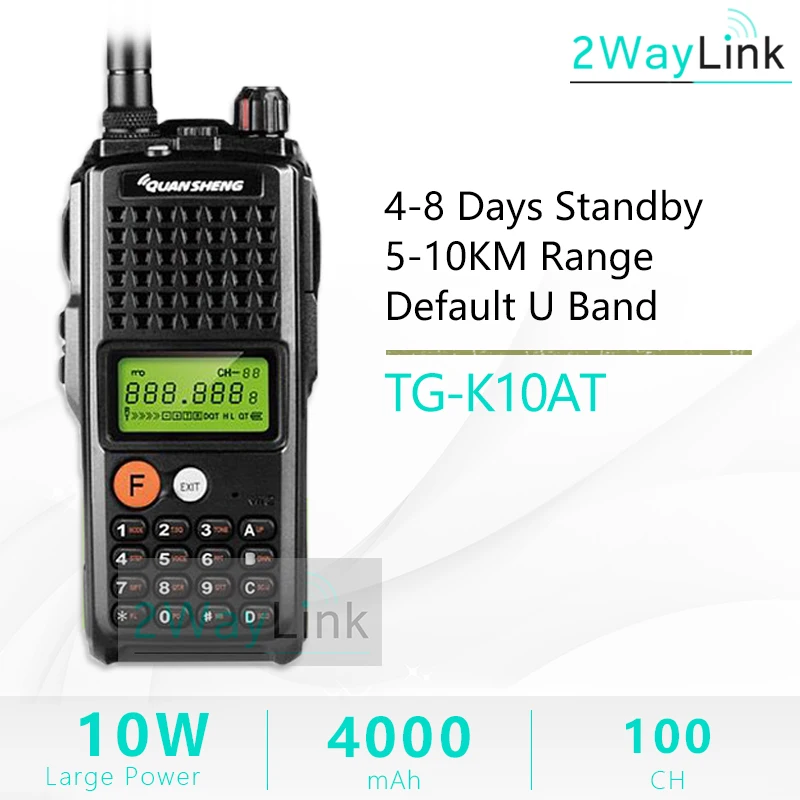 Портативная рация QuanSheng 10 Вт км TG K10AT радио опционально VHF двухстороннее 4000 мАч |