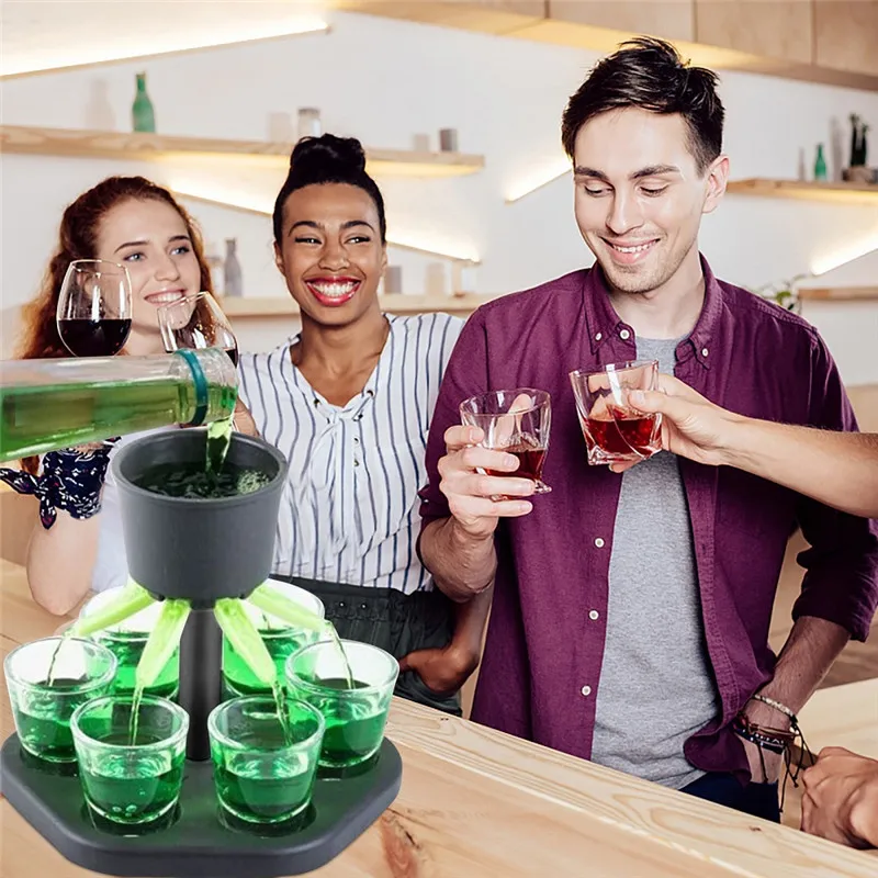 

6 Shot Glass Dispenser Holder Caddy Liquor Dispenser Portable Dispenser Party Beverage Drinking Games Kitchen Bar Accessories