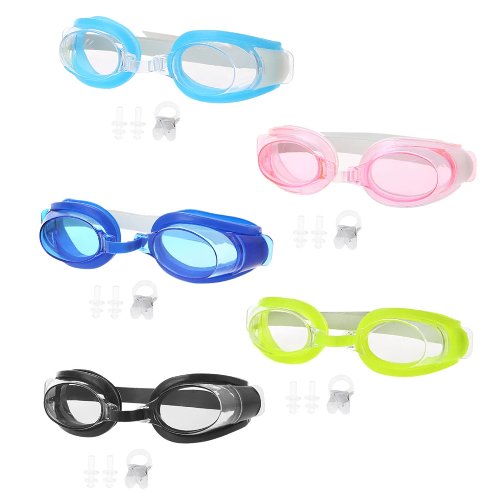 Детские подростковые Регулируемые очки для плавания очки Спортивная одежда для плавания w/затычки для ушей и зажим для носа