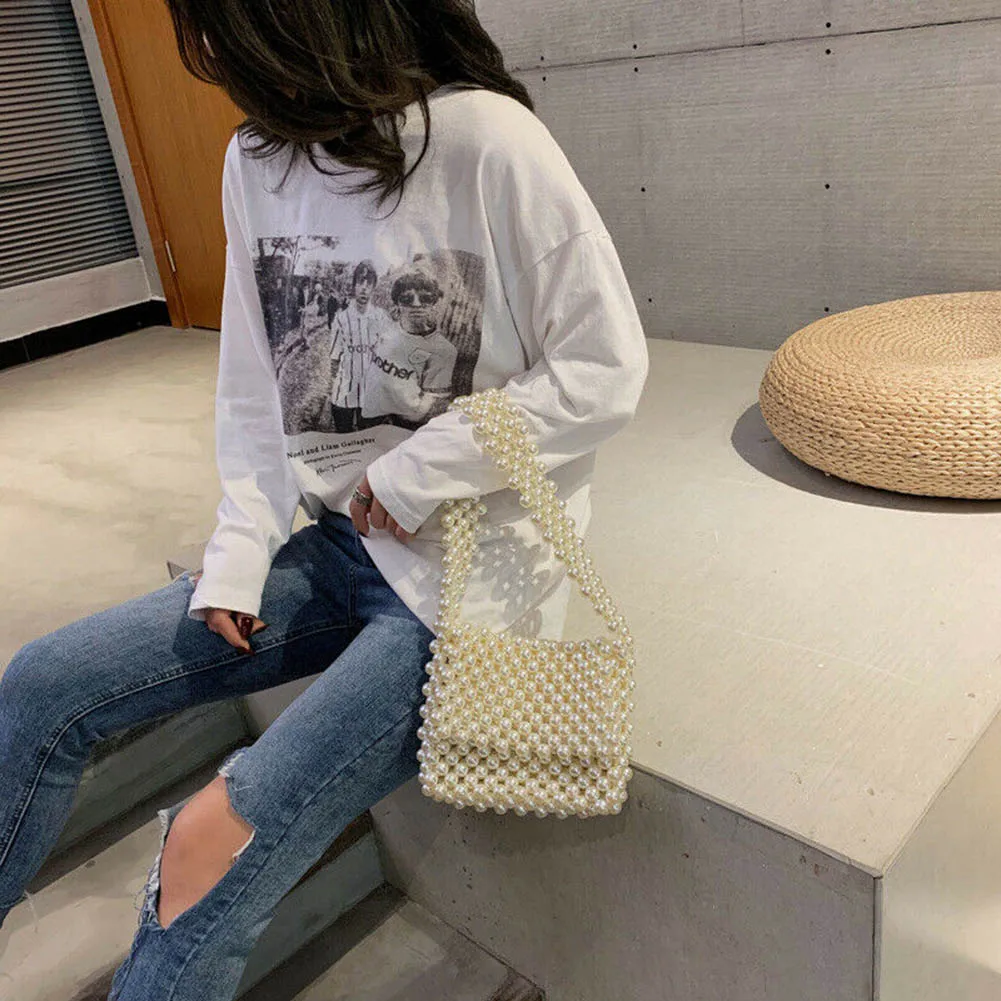 Imitation Pearl Beaded Bags Women Handbag Evening Bag Shoulder Crossbody Purse Best Sale-WT