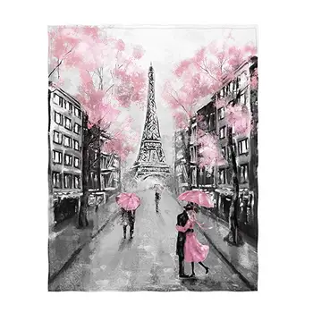 

Dropshipping Eiffel Tower Love Romantic Throw Blanke Style Hand Drawn Sketch Abstract Cute Kids Design Warm Microfiber Blanket