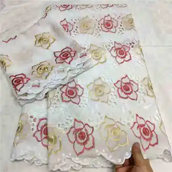 

Fashion design white lace fabric African Swiss Voile Lace soft material Tulle Fabric for women party dress 5yards+2yards