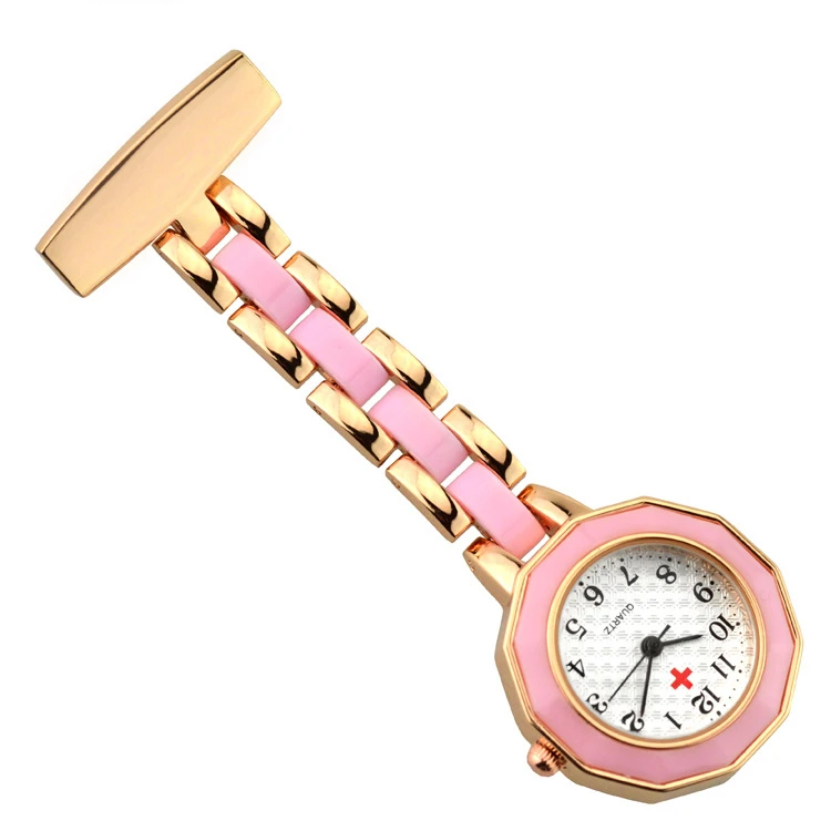 Высококачественные карманные часы для медсестер из нержавеющей стали с арабскими цифрами, Кварцевая брошь Doctor Nurse Pocket Rosegold, розовый, белый