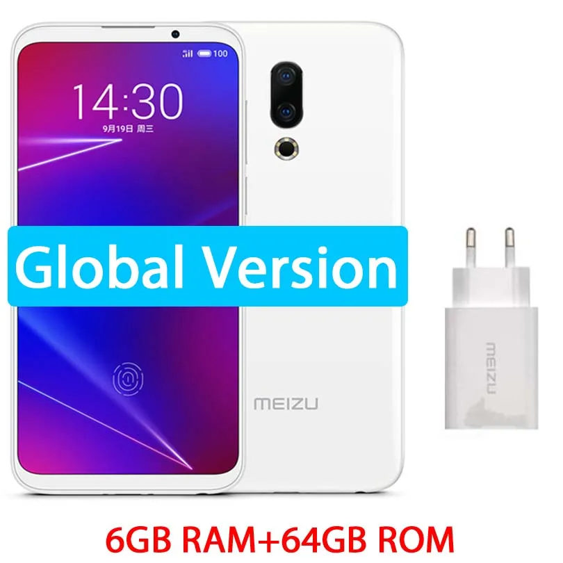Meizu 16, 4G, LTE, 6G, 64G, глобальная версия, мобильный телефон Snapdragon 710, четыре ядра, 6,0 дюймов, 2160x1080 P, полный экран, двойная камера заднего вида - Цвет: 6G 64GB White