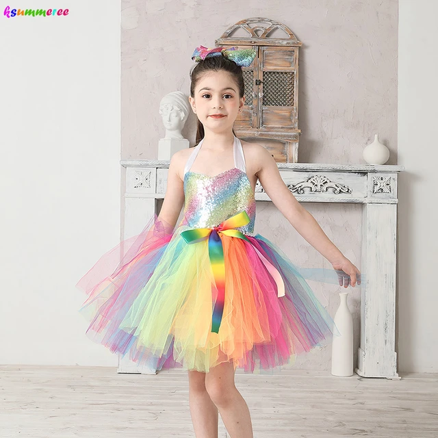 rainbow tulle dress