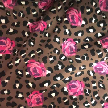 

Cute Cotton rose flower Knitted Leopard Patchwork Fabric Lycra Stretch Sewing Baby T Shirt Cloth Wrap Handmade DIY Textile Gift