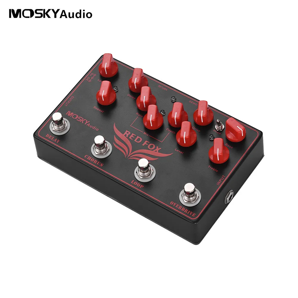

MOSKYAudio Overdrive ,LOOP, Chorus,Delay 4 Effects Pedal in 1 Unit Guitar Effect Pedal Multi-Effect Pedal