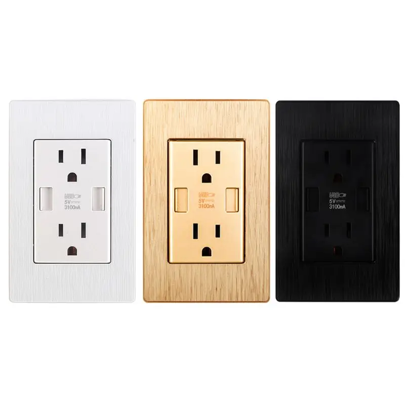 

US Standard Plug Wall Socket 2.1/3.1A Dual USB Charger Port Power Adapter Outlet