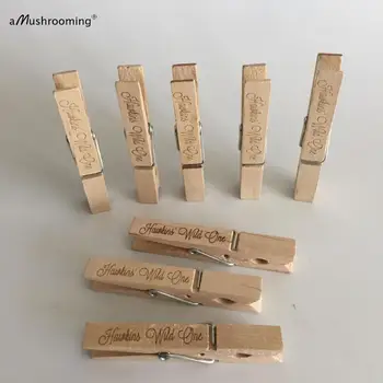 

Custom Engrave Children's Art Display Wood Clothespins Vintage Party Event Photo Banner Clips Place Card Holder Favor Bag Clips