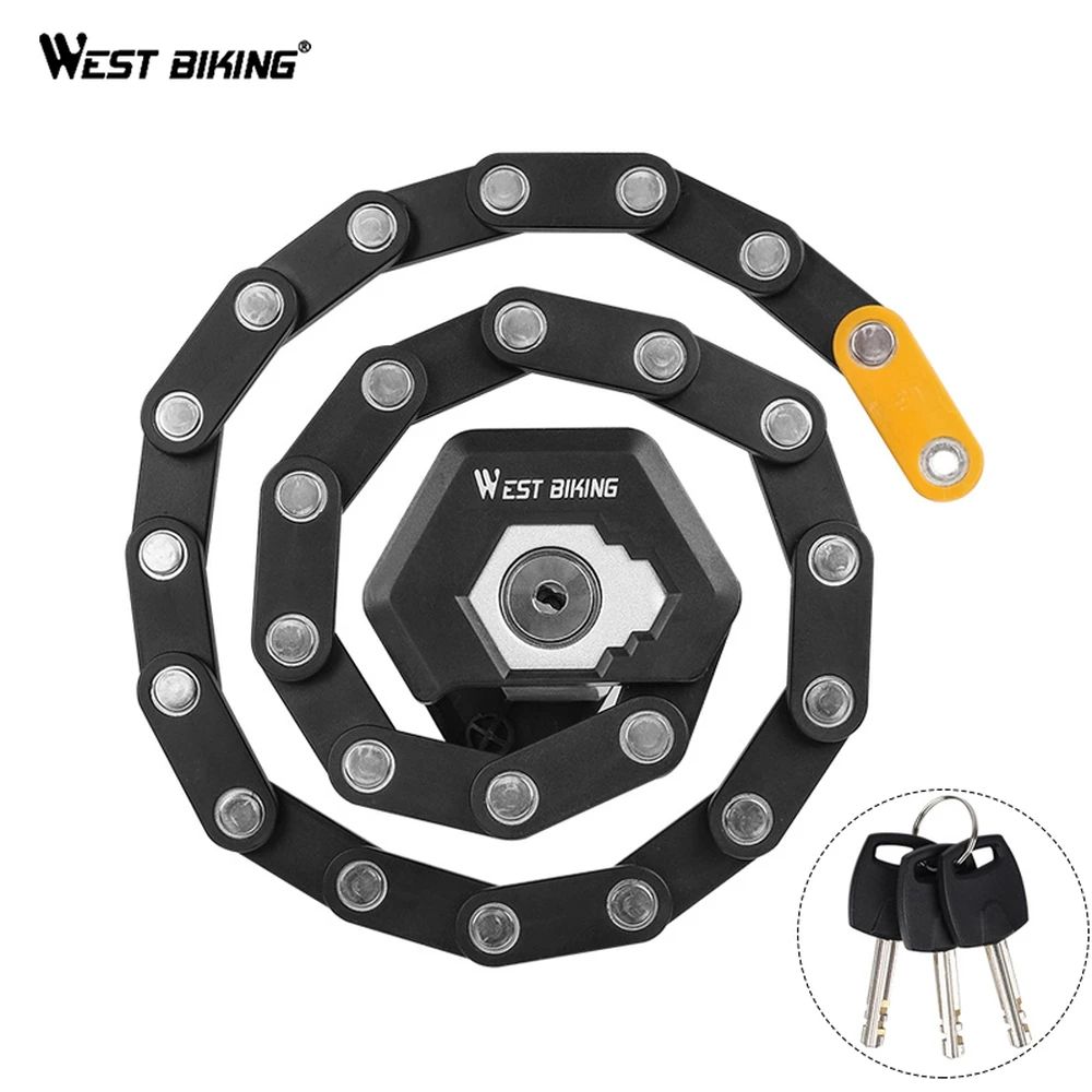 

WEST BIKING Bicycle Bike Lock Foldable Bike Lock Chain Bicycle Hamburg-Lock Alloy Anti-Theft Strong Security Cycling Accessories