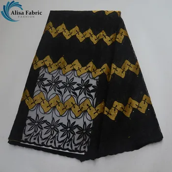 

Alisa African Mesh Lace Fabrics 5yards/pcs High Quality French Tulle Lace Fabric With Stones And Embroidery For Home Decoration