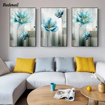 

Diy Diamond Painting Abstract Blue Flower 3 Pieces Full mosaic diamant Embroidery Wedding decor puzzle baby blue MM057