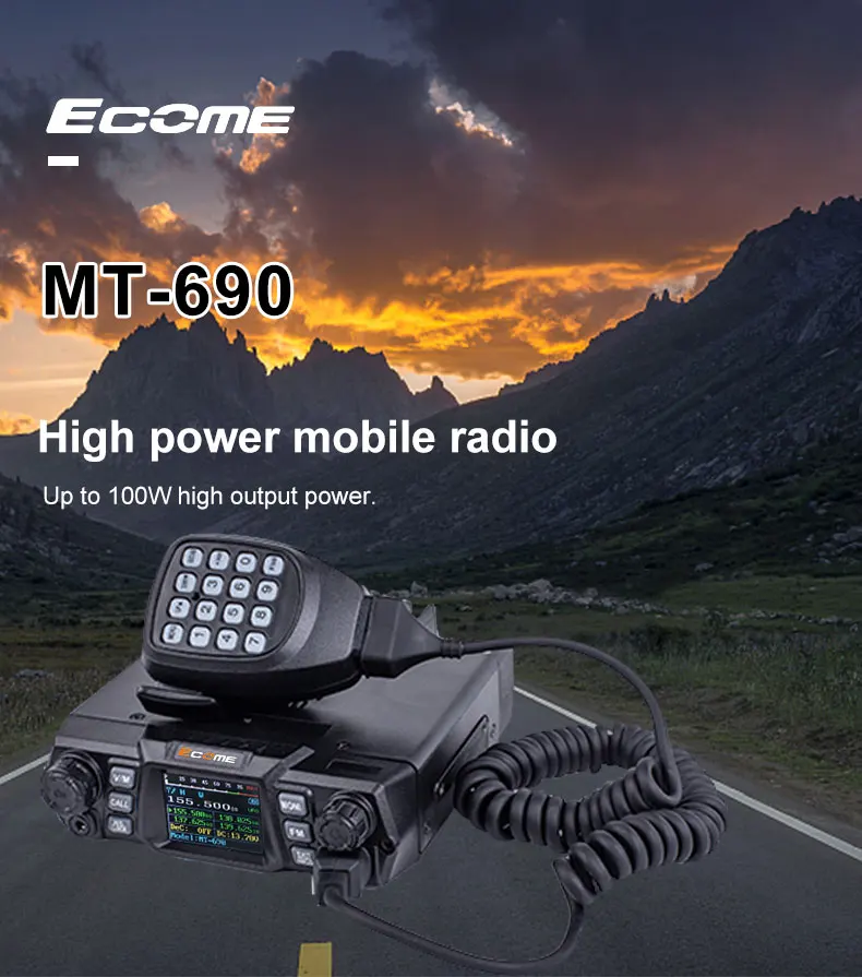50w 100w Mini Car Walkie talkie for taxi road trip Vhf Uhf Vehicle mount Transceiver for amateur baofeng walkie talkie