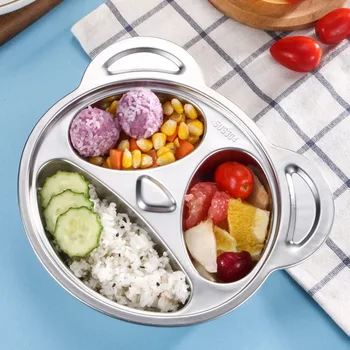 

Stainless Panda Cartoon PlateToddler Infant Baby Dishes Environmentally Separated Child Plates Kids Dinnerware Tableware Tray