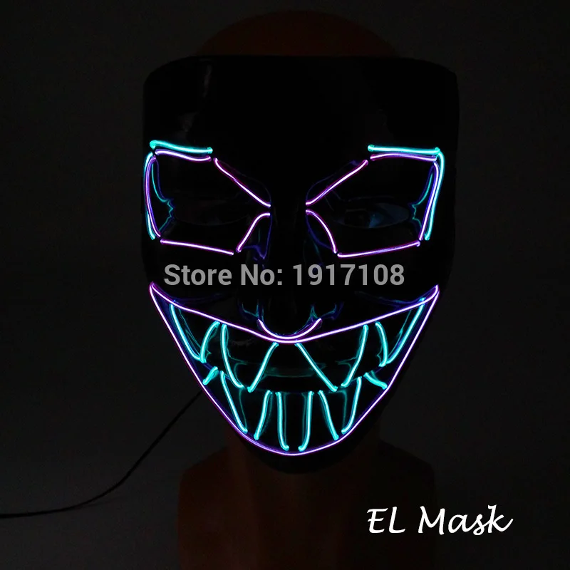 mask 14 Горячая мода EL Wire светящаяся ужасная Маска Новинка светодиодный сверкающая маска светящиеся Вечерние Маски для Хэллоуина страшные вечерние украшение для костюмированного представления - Цвет: mask 14