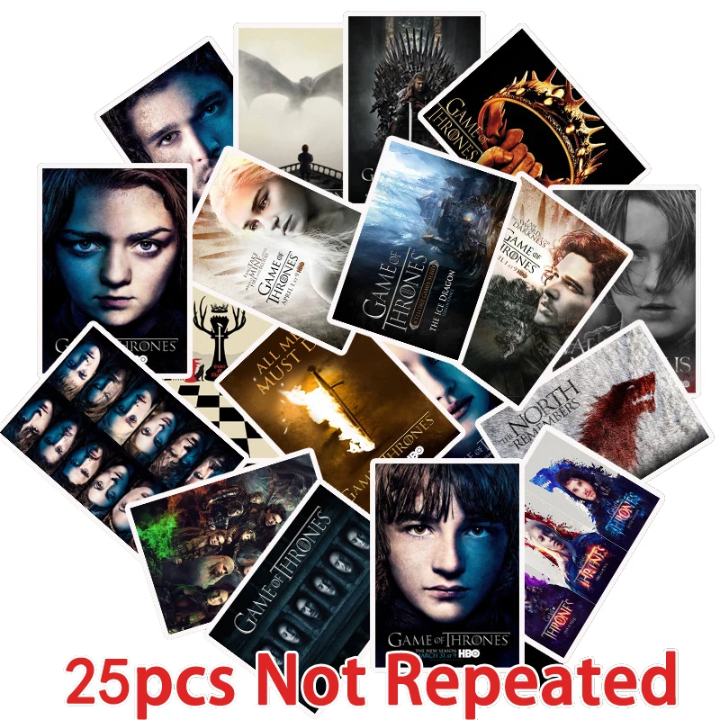 

25PCS U.S. drama Game of Thrones stickers Graffiti Stickers for Luggage Skateboard phone loptop Bicycle Wall Guitar Scrapbooking