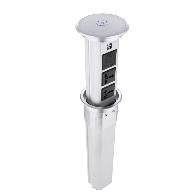 

Pull Out 3 Gang Smart Round Wireless Charger Motorized Kitchen Pop Up Desk Socket