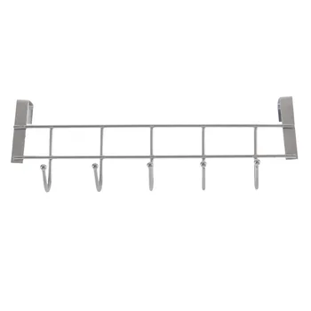 

1pc Over Door Home Coat Towel Hanger Bathroom Kitchen Rack Holder Shelf 5 Hooks Bathroom Cabinet Holder Organizer