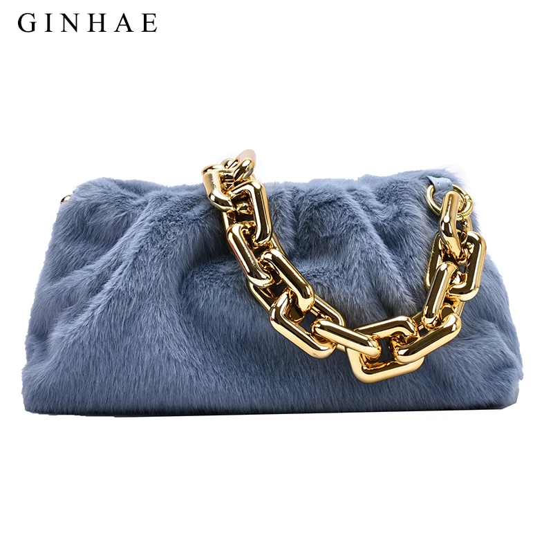 

Luxury Bag For Women Winter Cloud bag Single Shoulder Slant Dumpling Bag 2020 Hot Soft Faux Fur Handbag Day Clutches Bag Tote