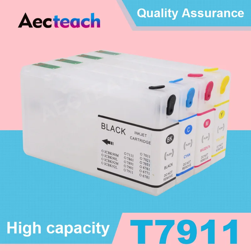 Aecteach 4 Color Empty Ink Cartridge For Epson T7911 For Epson