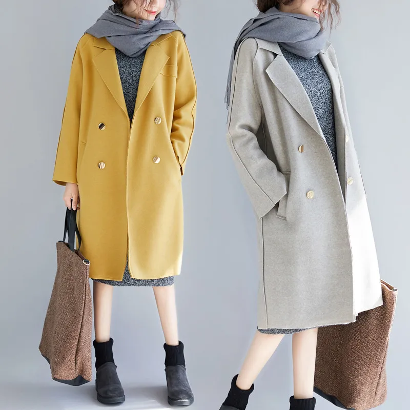 

2019 Autumn New Style Photo Shoot Loose And Plus-sized Cashmere Wool Woolen Jacket 3-Color