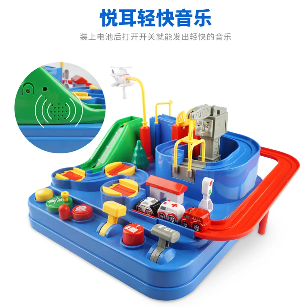 

Douyin Celebrity Style Children'S Educational Toy Car Checkpoints Adventure Rail Car Inertia Elevator Sliding