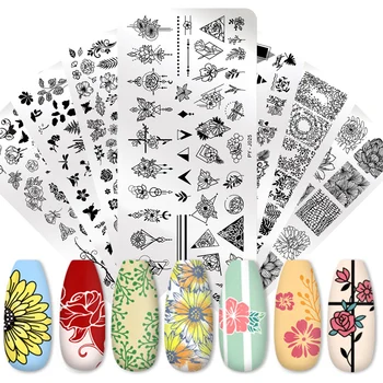 

PICT YOU Nail Stamping Plates Flower Geometry Animals Nail Art Image Plate Stencils Stainless Steel Nail Design Stencil Tools
