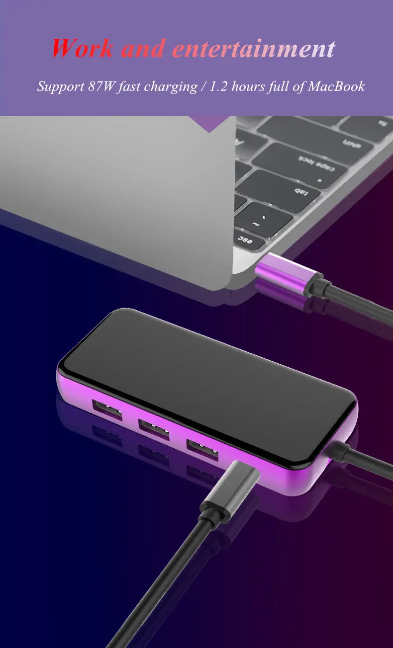 USB3.0 концентратор док-станция конвертер HDMI RJ45 Ethernet SD TF кардридер 3,5 аудио тип-c для ноутбука Смартфон расширения