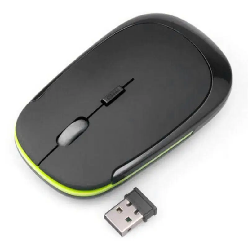 Ratón inalámbrico fotoeléctrico silencioso de 2,4 Ghz con adaptador USB, ratón óptico ergonómico para juegos fotoeléctricos para PC y portátil, 1 unidad