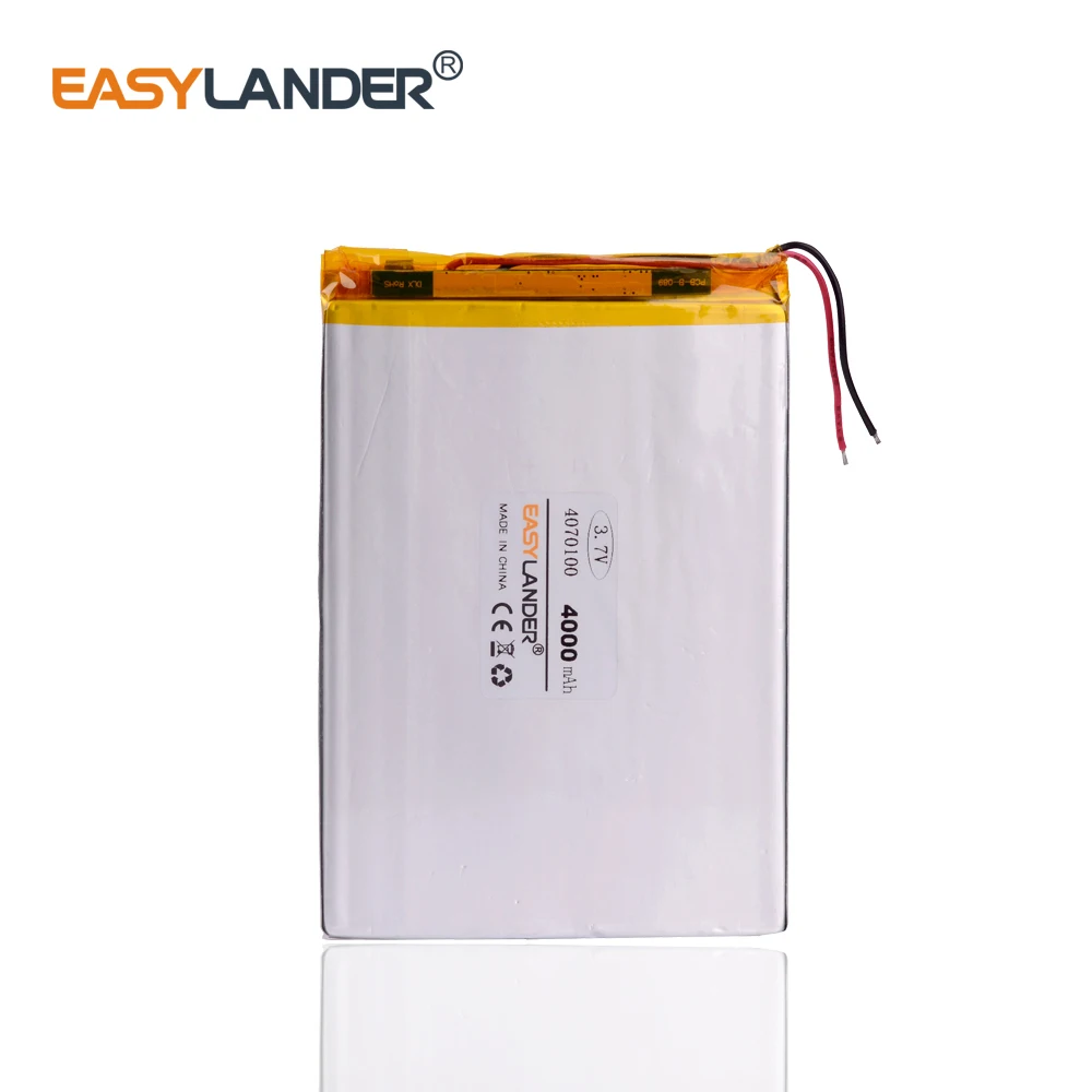 Batterie Lipo 3.7V 4000mAh 4070100 avec câbles rouge et noir et connecteur JST