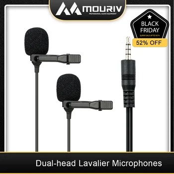 

Mouriv CM206 Dual-head Lavalier Mic,Professional Lapel Clip-on Omnidirectional Condenser Microphone for Apple ,Android,PC,&more