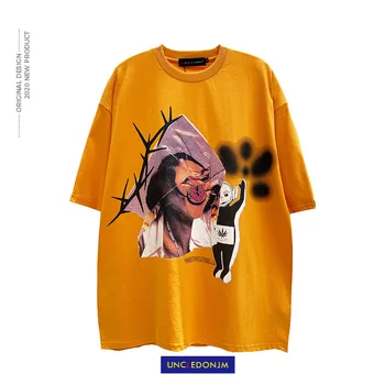 

UNCLEDONJM Funny graphic Men T shirt O-neck Men T shirt Loose Hip hop Tops Tees Streetwear plus size T shirts NF-NB99