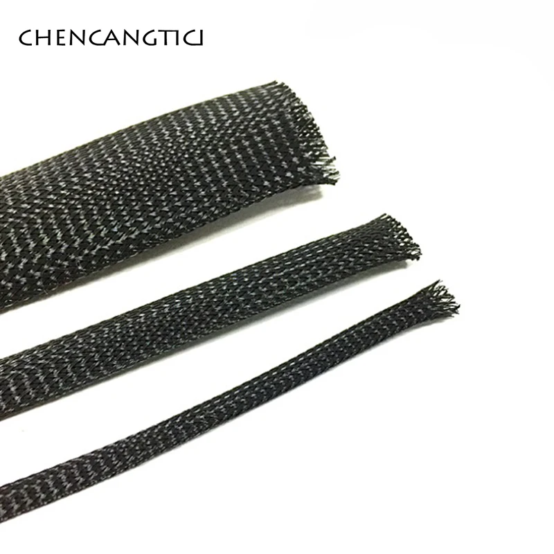 Description Picture 3 of item1/5/10/M Black Insulated Braid Sleeving 2/4/6/8/10/12/14/16/20/25/30/35/40 mm Tight PET Wire Cable Gland Protection Cable Sleeve