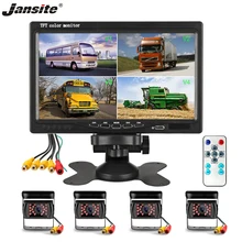 Jansite 7" LCD TFT Car Monitor Reverse Image Backup Camera for truck Bus VAN RV Quad Split Screen AV Cable 12-24V 4CH Video