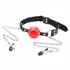 Sexy Toys PU Leather Mouth Gag Ball Oral Sex With Chain Nipple Clip Fetish Bondage Nipple Clamps Erotic Sex Adult Toy 1
