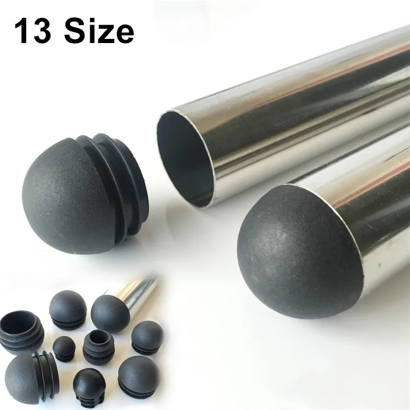 Furniture Steel Pipe Round Rubber Plug Spherical Head Round Plastic Plug End 16-35mm Chair Foot Cover Furniture Accessories