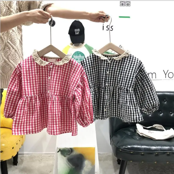 Клетчатое платье в Корейском стиле для девочек, весенние хлопковые Модные Детские платья для девочек 3-8 лет