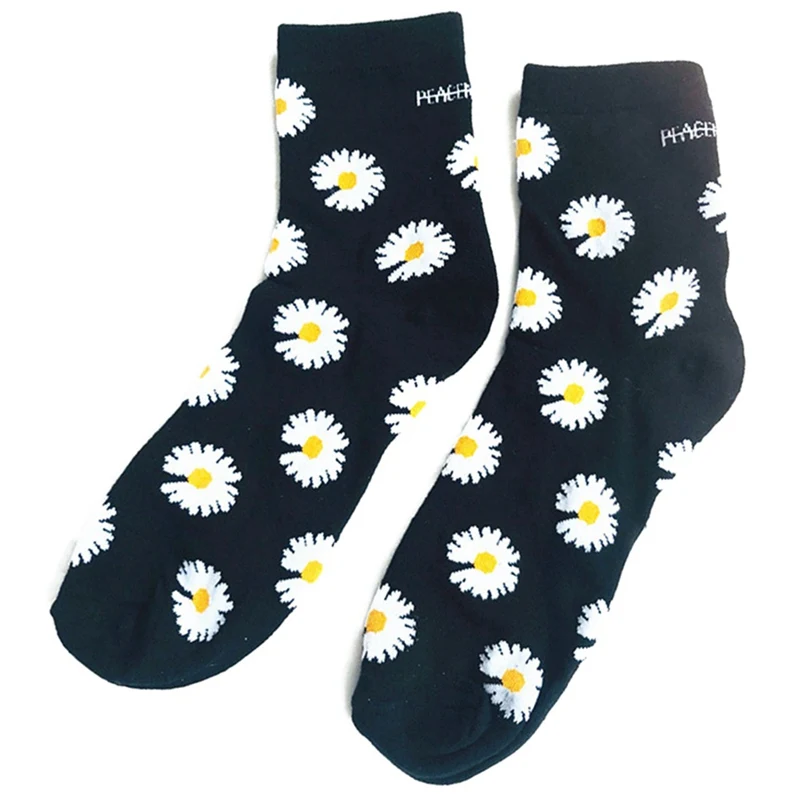 KPOP/Хлопковые носки с вышивкой в виде дракона и маргаритки; эластичные носки; зимние носки унисекс - Цвет: SK2291