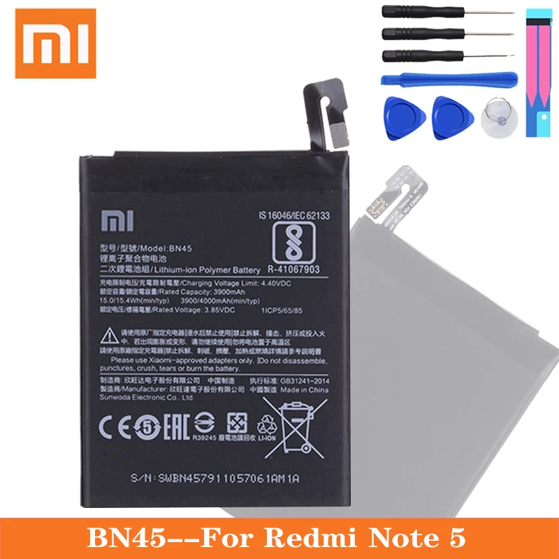 Аккумулятор для телефона Xiao Mi BN45 Xiaomi Redmi Note 5 оригинальный мобильный телефон