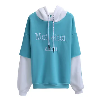 

fleece Pullover tops shirt Female embroidery winter Women sweatshirt Korean Style letter Modis Casual Harajuku Oversized Hoodies