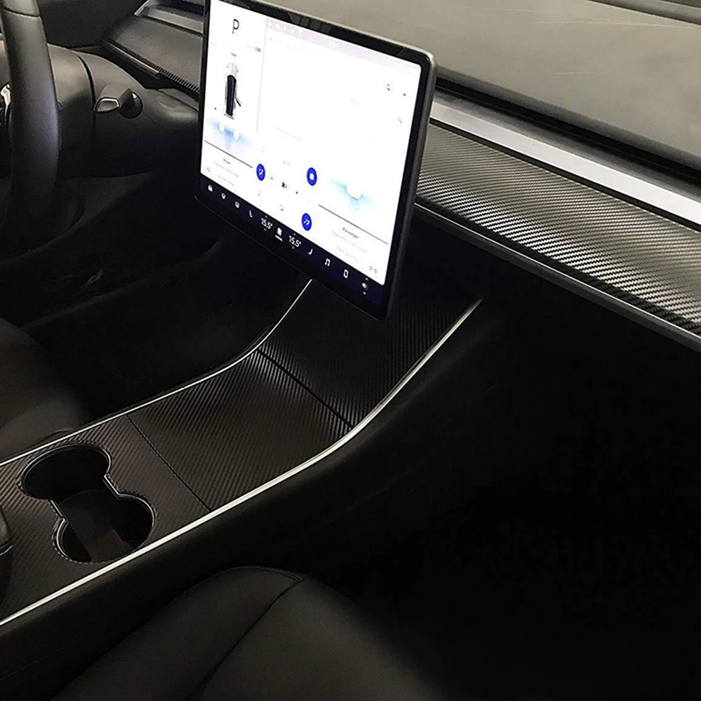Для Tesla модель 3 Углеродные Волокна Автомобиля центральной консоли приборной панели обёрточная бумага стикер инструмент