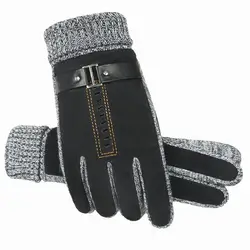 Мужские зимние толстые прочные уличные теплые Холодостойкие кожаные ветрозащитные перчатки