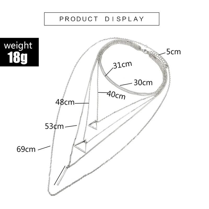 Tocona Bohemian Triangle Bar Stick Pendant Chokers Necklaces for Women Multi Layer Silver Color Necklace Collar Jewelry 6424 - Image 2